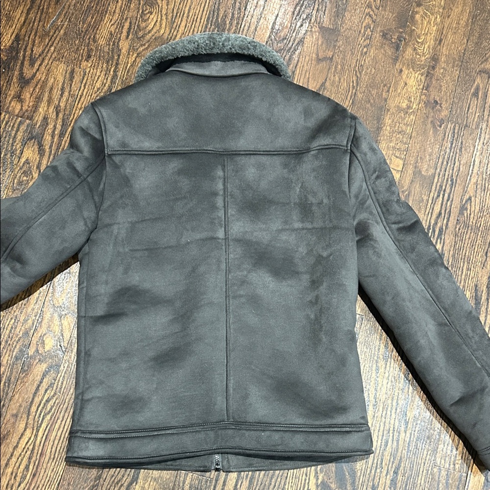 Men's Gray Shearling Jacket - image 5